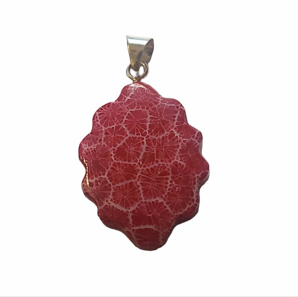 NEW Sponge Coral Fancy Pendant in Sterling Silver - Picture 5 of 7